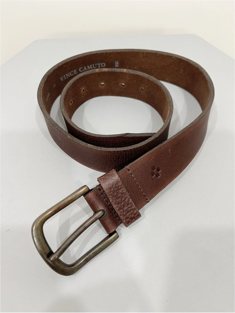 Vince Camuto Genuine Leather Belt Brown Distressed Casual Dress Belt 32‎